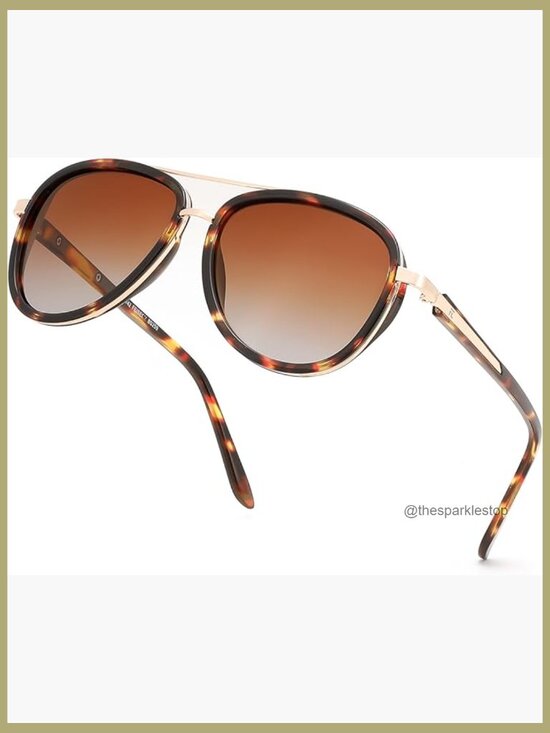 Retro Polarized Aviator Sunglasses Vintage Square Frame Metal Plastic main image 6